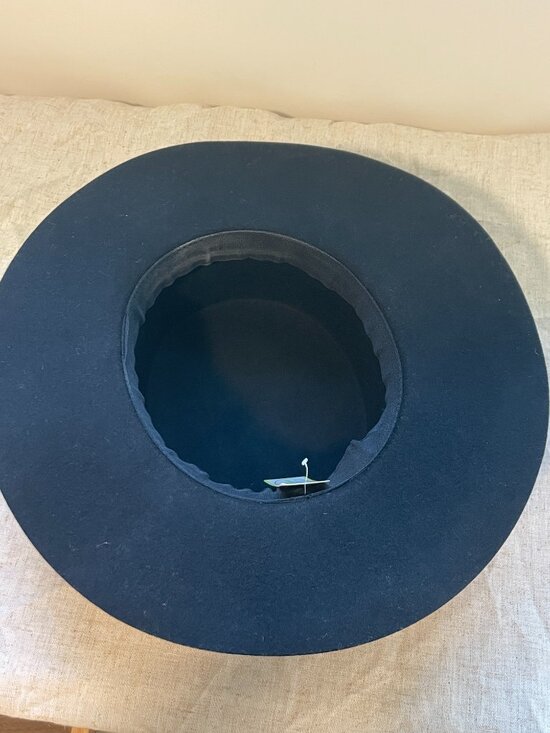Jeanne Simmons Black Wool Felt Bolero Hat Wide Brim Flat Top Preacher Gaucho NWT main image 6